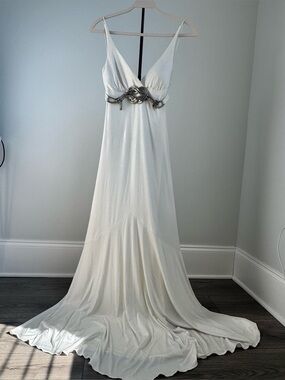 Josh & Jazz White Grecian Gown Rhinestone Snake Detail Size 7/8